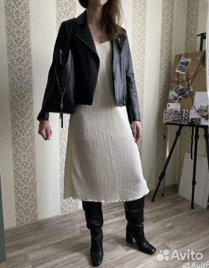 Кожаная куртка косуха Massimo Dutti