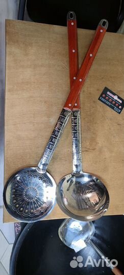 Половник и шумовка 64см с дерев. ручкой