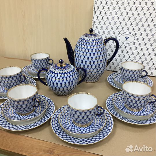 Кофейный сервиз кобальтовая сетка ифз(лфз)
