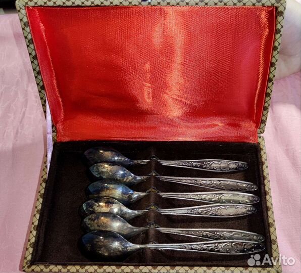 Новый набор чайных ложек.Мельхиор, серебрение.Ссср