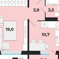 1-к. квартира, 37,1 м², 9/18 эт.