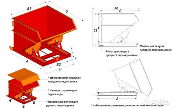 Контейнер бункер 2.0 м3 Модель SK 4