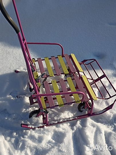 Детские санки с колесами для двойняшек