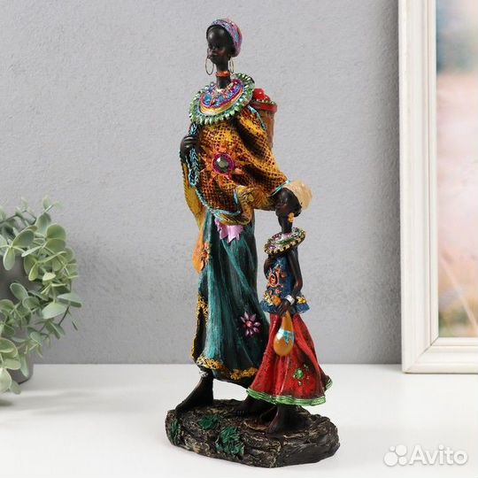 Сувенир полистоун 'Африка. Мама с дочкой' микс 10х