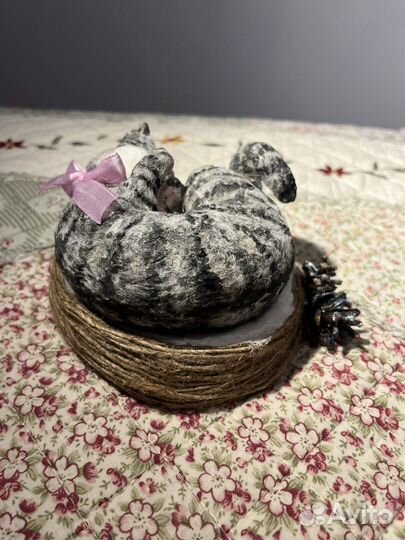 Ватные елочные игрушки ручной работы котенок