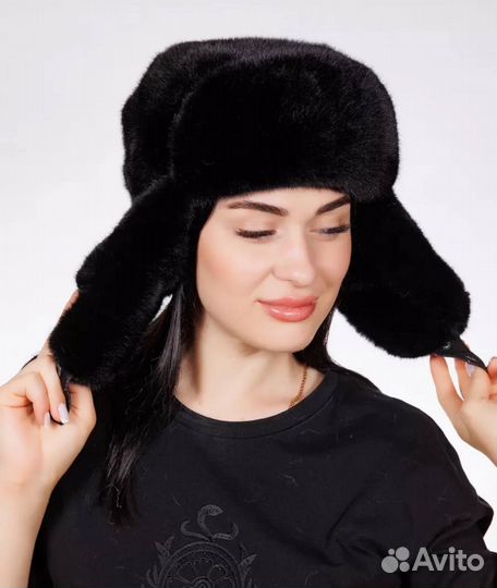 Шапка ушанка норковая