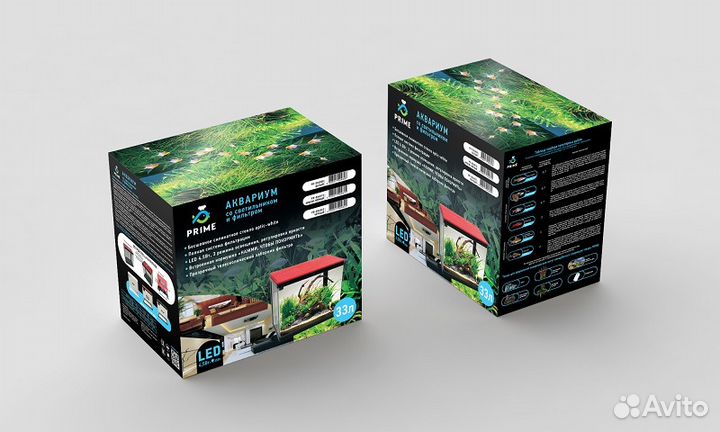 Аквариумы prime 7,15 и 33л. новые с оборудованием