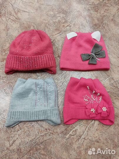 Шапки для девочки (4 шт) на 3 4 5 лет