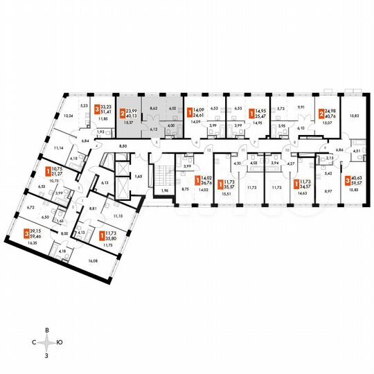 2-к. апартаменты, 40,1 м², 14/15 эт.
