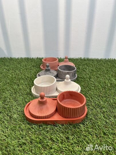 Набор шкатулки и подноса из гипса