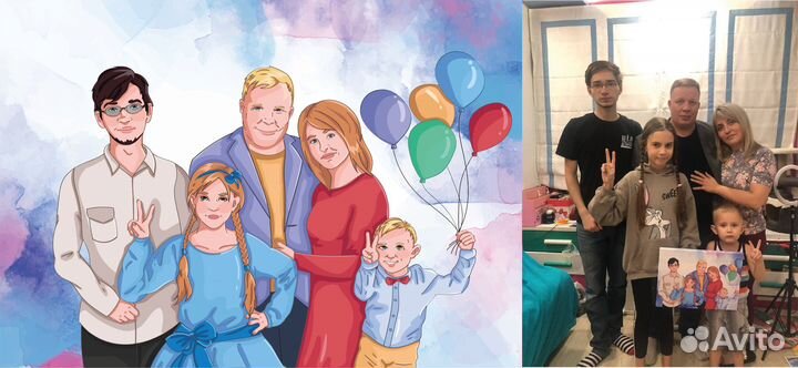 Цифровой портрет (шарж) в мультяшном стиле