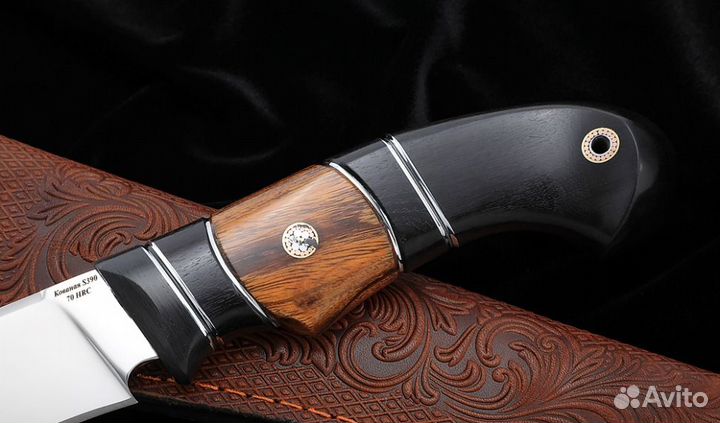 Нож Ловчий S390 рукоять карбон железное дерево чер