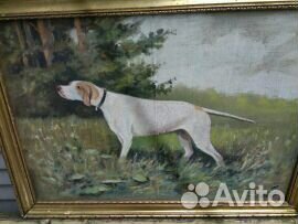 Картина с изображением собаки пойнтер