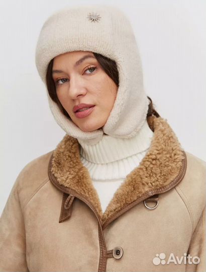 Шапка ушанка женская вязаная