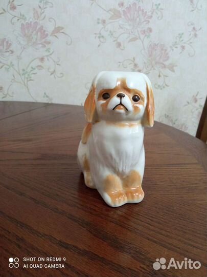 Фарфоровая статуэтка Пекинес белый лфз