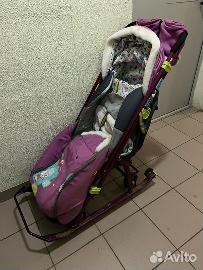 Детские санки коляска с колесами