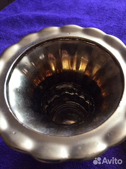 Шкатулка+вазочка керамика под золото. СССР