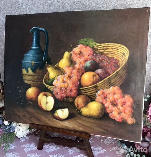 Картина Натюрморт, масло, холст, винтаж, Испания