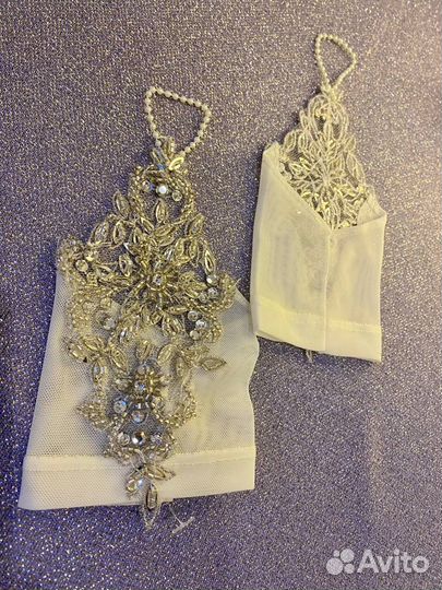 Митенки бежевые вечерние с открытыми пальцами