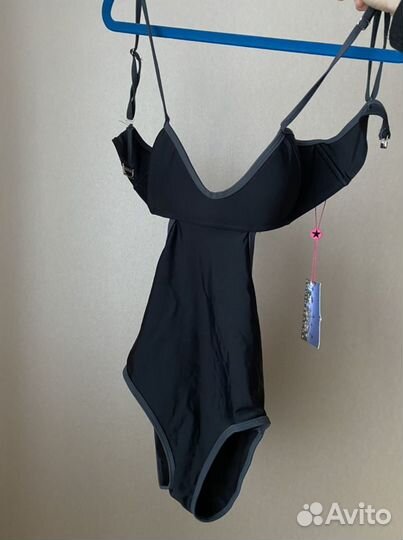 Купальник слитный с вырезами темно-серый