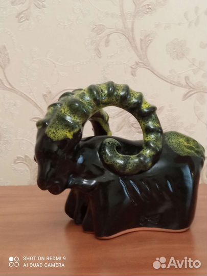 Статуэтка горный козел, керамика обливная, СССР