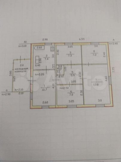 Дом 60 м² на участке 7,3 сот.