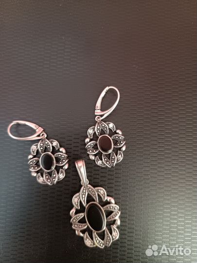 Серьги+подвеска, серебро