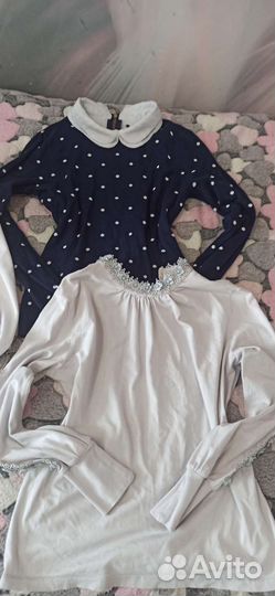 Белые рубашки/блузки и юбка 152 для девочки