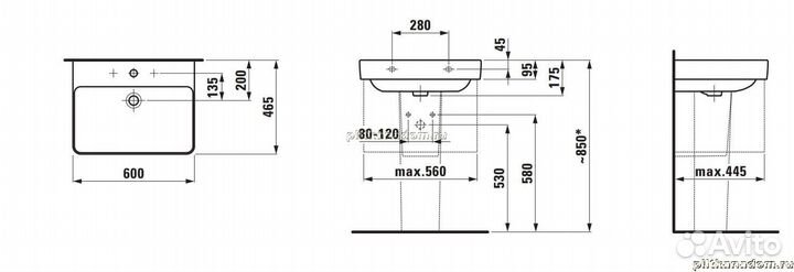 Laufen Pro S 8.1096.3.000.104.1 раковина 60х46,5