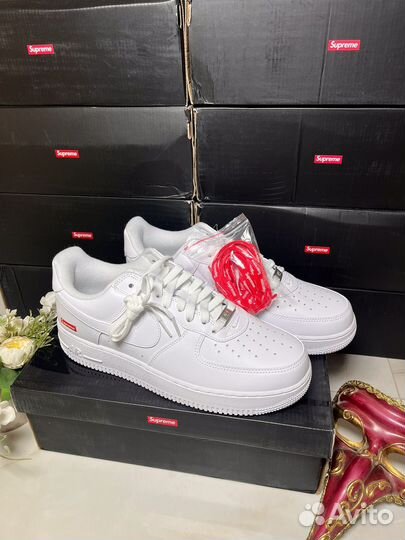 Nike air Force 1 x Supreme белые оригинал