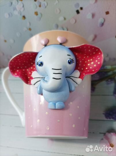 Кружка с декором, подарок, ручная работа