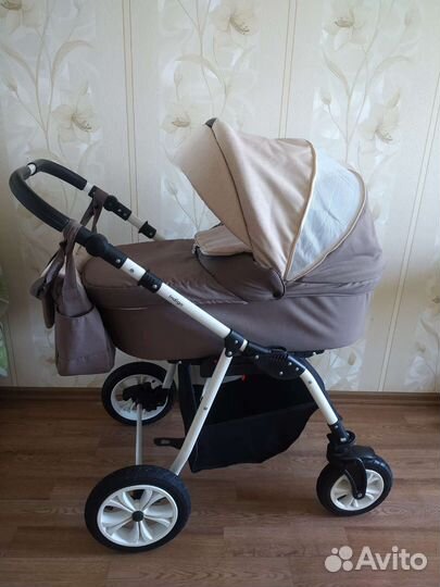 Коляска 2 в 1 коричневый +бежевый