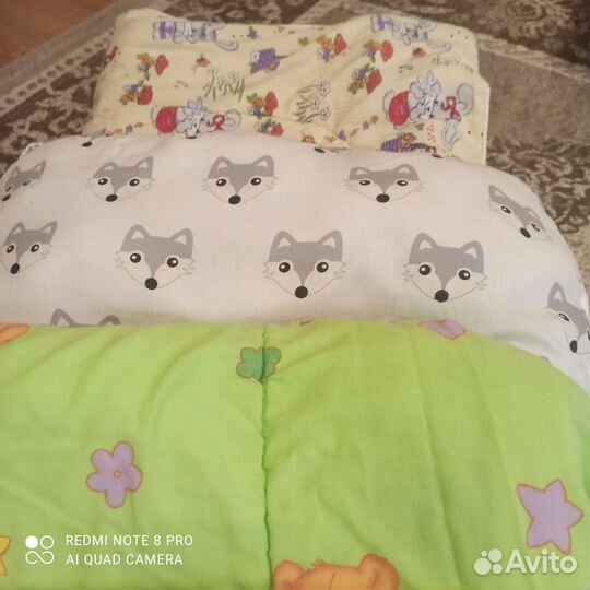 Детское одеяло тёплое, подушка, плед-конверт