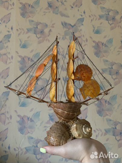 Украшения для интерьера кораблик из ракушек