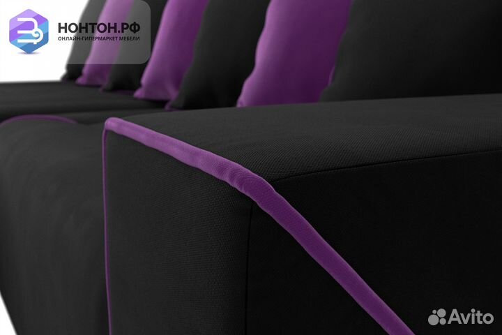 Диван угловой тик-так Кёльн микровельвет черный