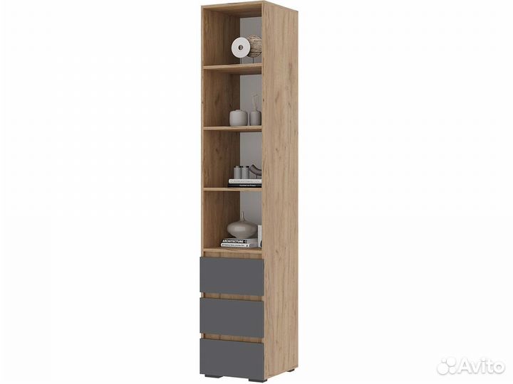 Шкаф-пенал «Хелен» пн-02, графит/дуб крафт золотой