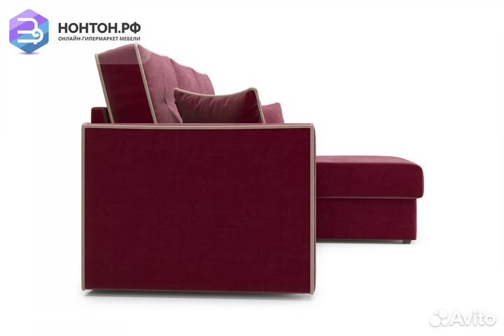Диван угловой дельфин Леон бордовый