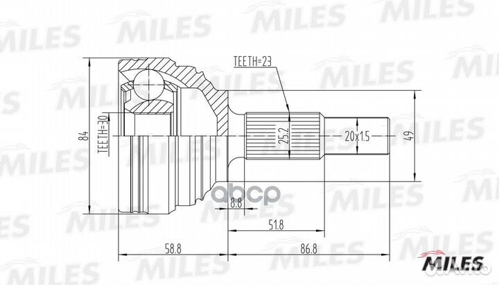 Шрус renault megane 1.4-1.6 03- нар. GA20396 Miles