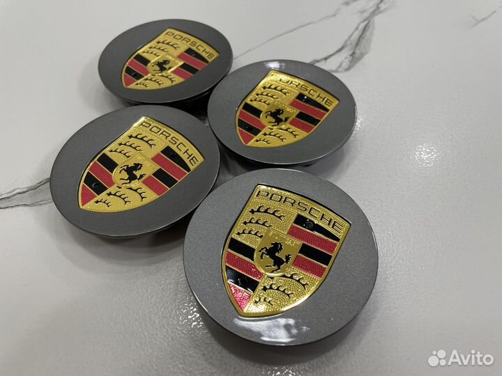 Колпачки в диски Porsche 76 мм колесные графитовые