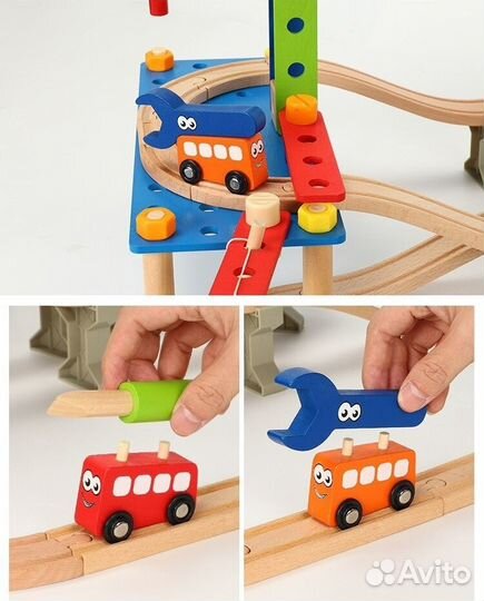 Набор деревянной железной дороги Стройка