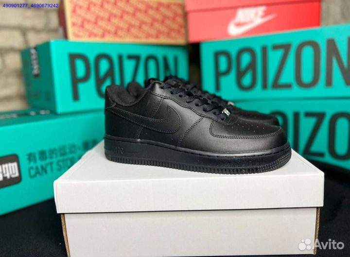 Nike Air Force 1 черные Оригинал Poizon