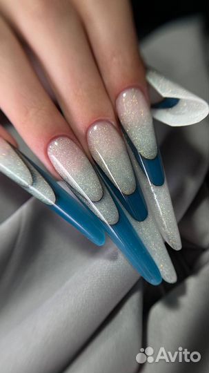 Наращивание ногтей маникюр выкладной френч