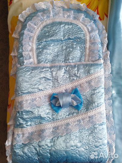 Конверт тёплый на выписку для мальчика