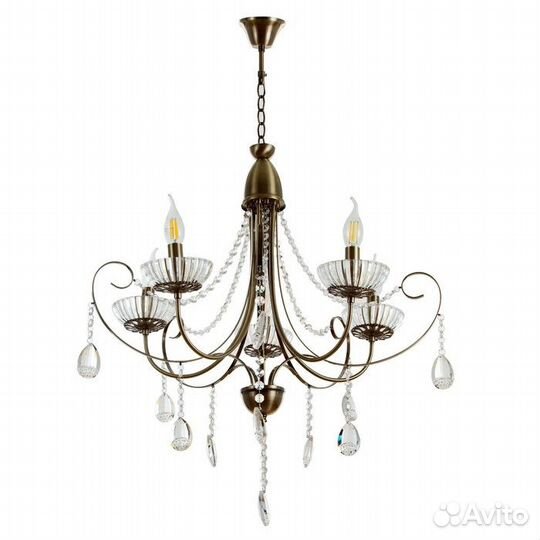 Люстра NH4756/5 AB бронза/хрусталь 5x40Вт E14 64х6