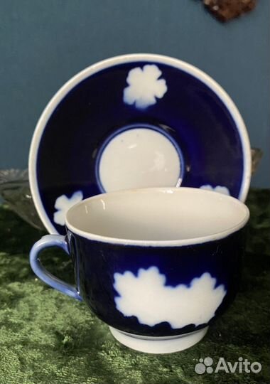 Чайная пара СССР фарфор Бронницы Барановка