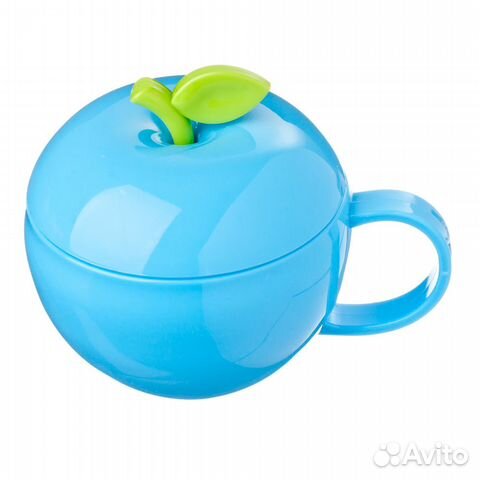 Кружка с крышкой 350 мл Яблоко, пластик, новая