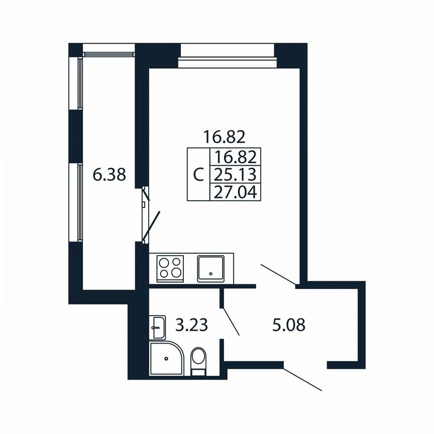 Квартира-студия, 31,5 м², 3/12 эт.