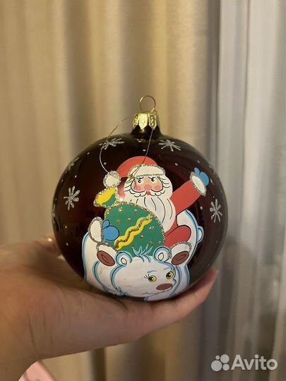 Шар стеклянный, ручная роспись. игрушка на елку