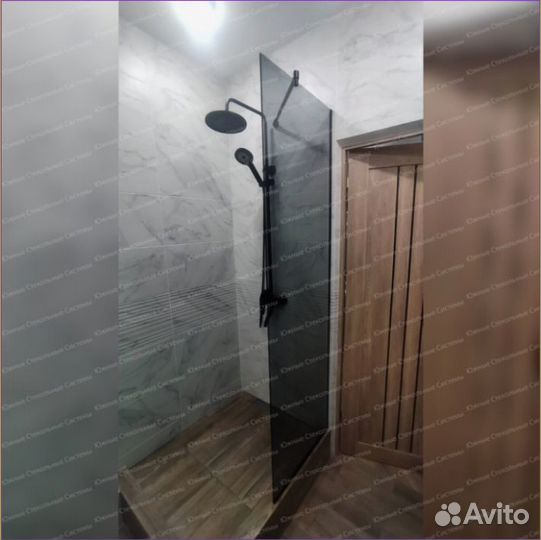 Душевая стеклянная перегородка 120х185