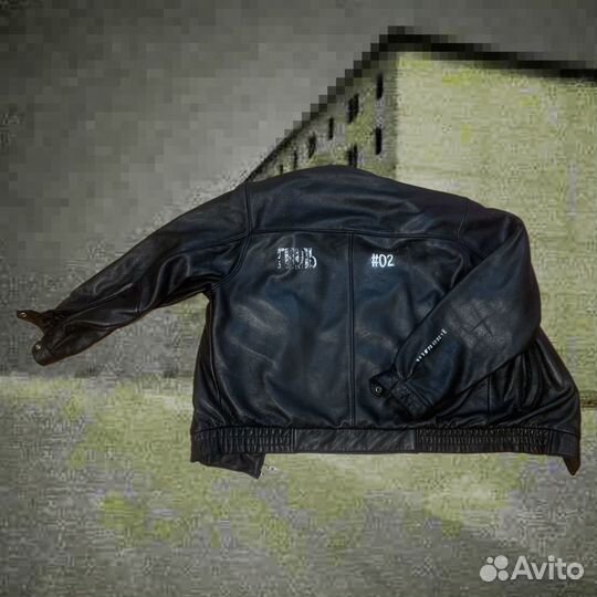 Кожаная куртка кастом винтажная y2k